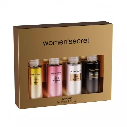 WOMEN SECRET Coffret mini brumes parfumées PWS389_WS BODY MIST COFFRET METALIC 4x50ML_LATERAL.jpg